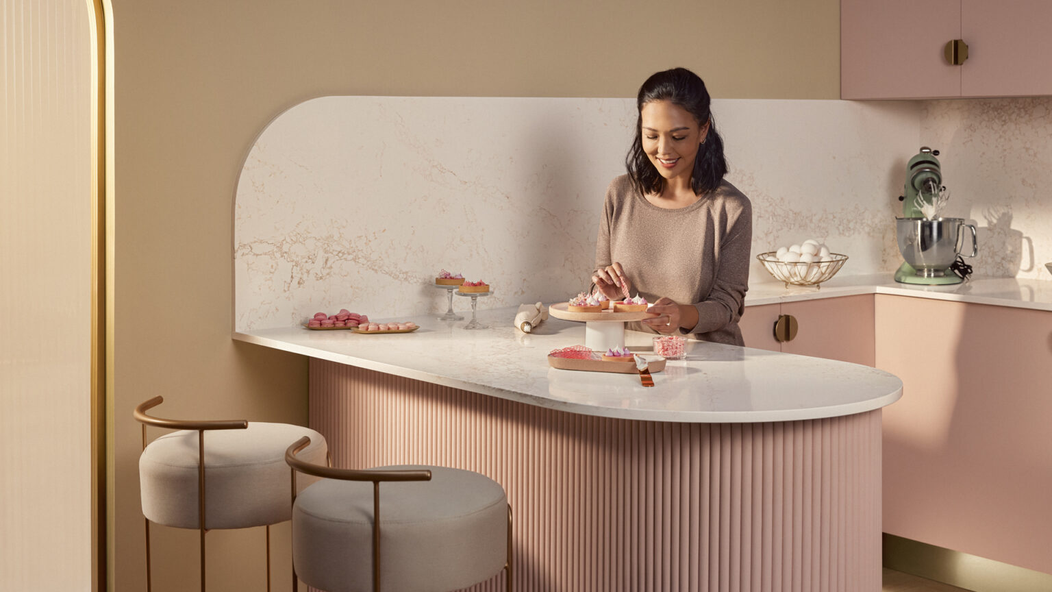 Close-up of wooden kitchen countertop
