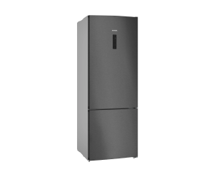 iQ300 free-standing fridge-freezer with freezer at bottom 193 x 70 cm Brushed black steel anti  Fingerprint, Total no Frost